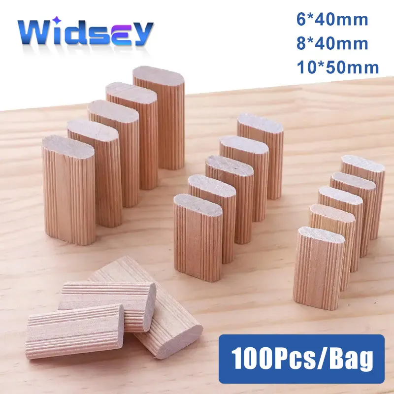 100Pcs Domino Solid Wood DIY Stripes Tenon Biscuit Joinery Beech Nail Cork Block Wood Board Furniture Butt Tool For Woodwork