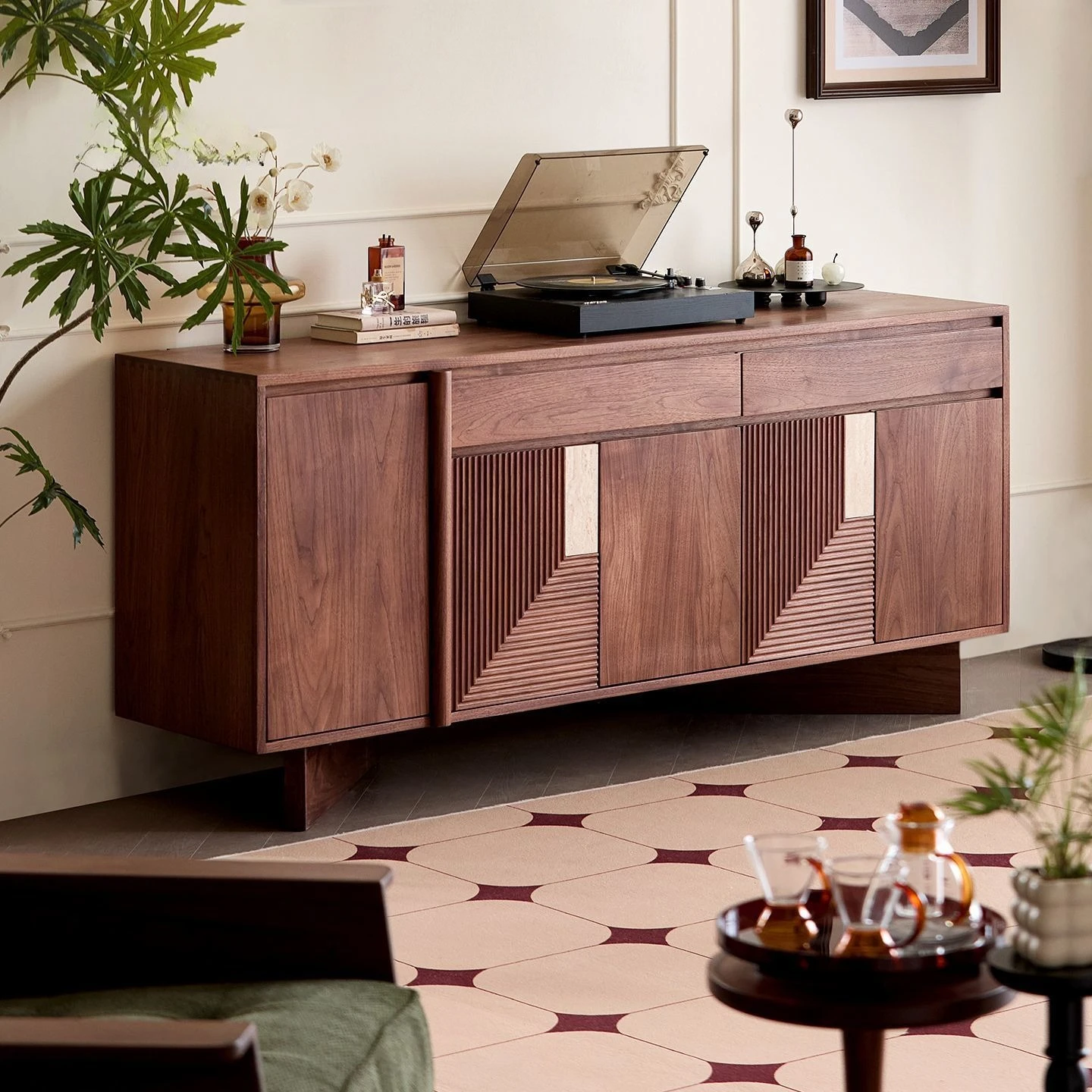 

Customizable Black Walnut Solid Wood Side Cabinet Medium Antique Side Cabinet Restaurant Locker