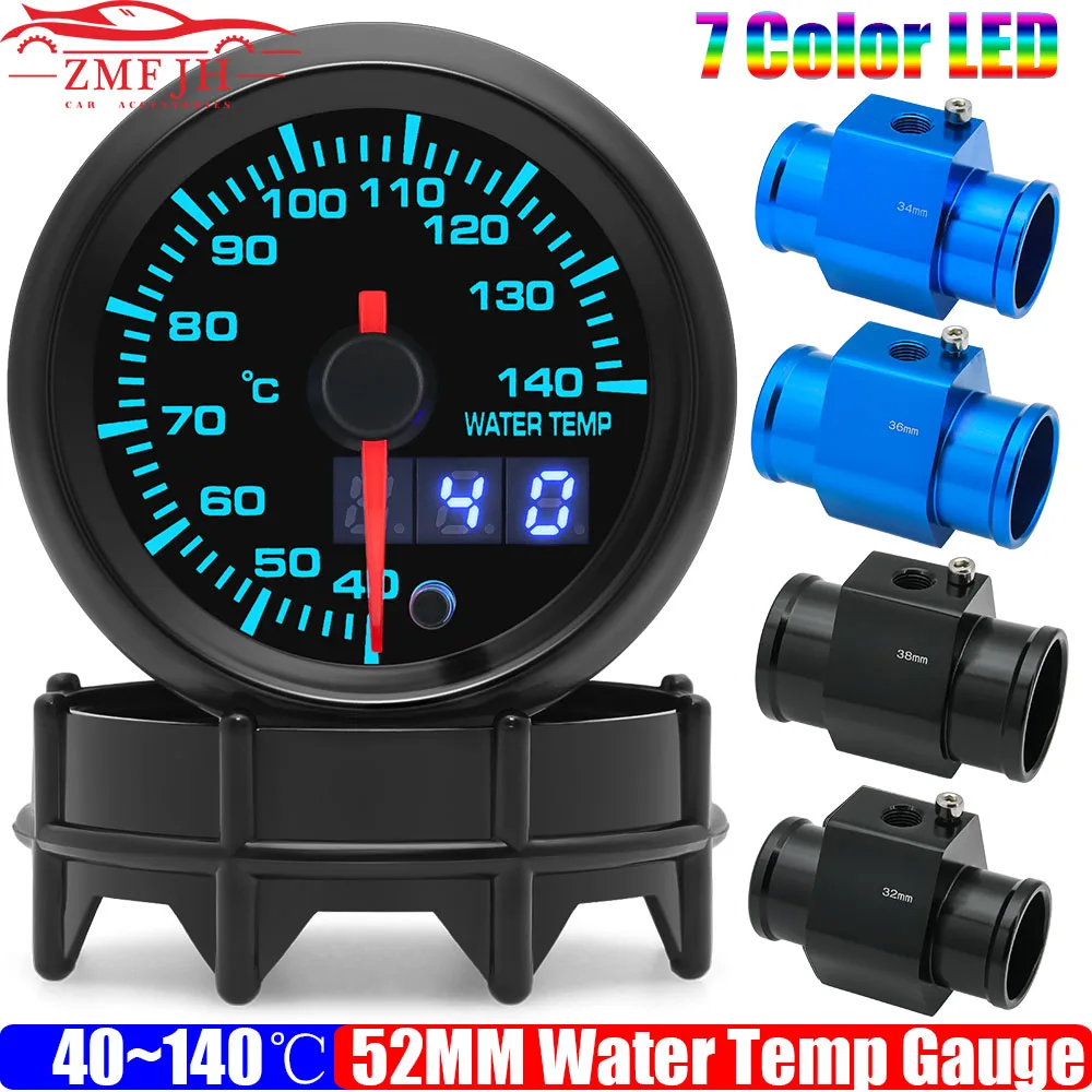 Auto Car Water Temp Gauge with Sensor 1/8NPT 7 Color LED Digital 2