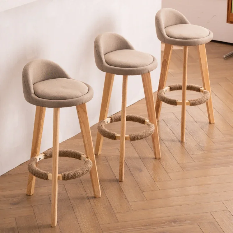Modern Simple Solid Wood Bar Stool - Nordic Retro Design for Home/Tea Shop