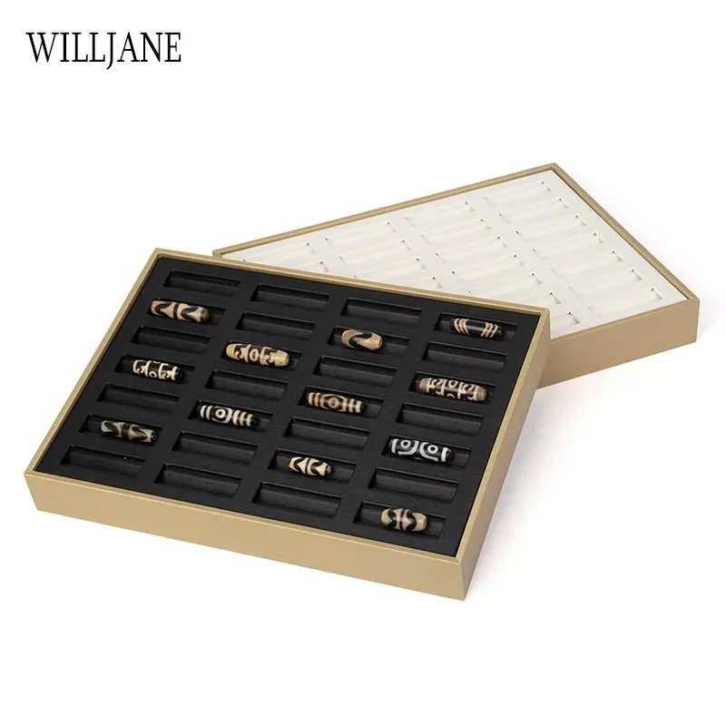 Agate Beads Pearl Jewelry Display Stand Case Gemstone Diamond Storage Organizer Tray Leather Gems Grading Holder Stones Showcase