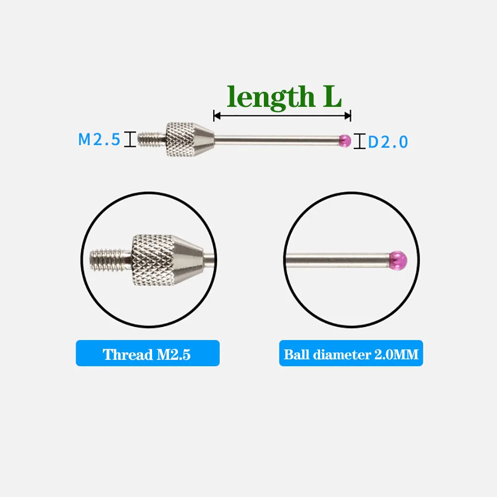 CNC 3D edge finder sub-rod probe measuring head ruby tungsten steel needle dial indicator dial gauge extended measuring head