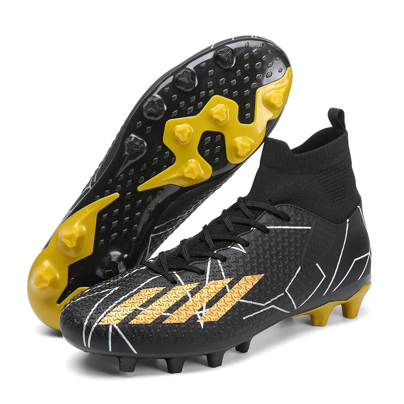 

2025 Football Shoes Professional Sports Indoor Flat Bottomed Football Shoes Teenagers Non Slip High-Tops Training Shoes Adult Du