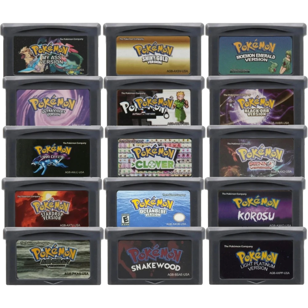 English Version GBA Pokémon Game Cartridge FireRed LeafGreen Ruby Sapphire Emerald Snakewood Clover for GBA SP Retro RPG Game
