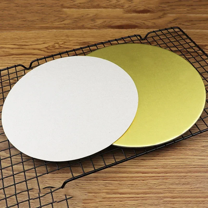 10Pcs Round Mousse Cake Boards Gold Silver Cardboard Cake Drums Disposable Cupcake Dessert Tray Card Gasket Cake Decorating Tool