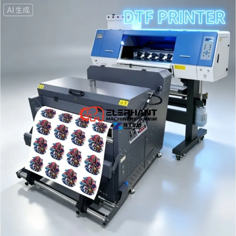 60cm DTF Printer Compatible with Epson XP600 & I3200 Printheads, T-shirt Heat Transfer Printing Machine for Textile Business