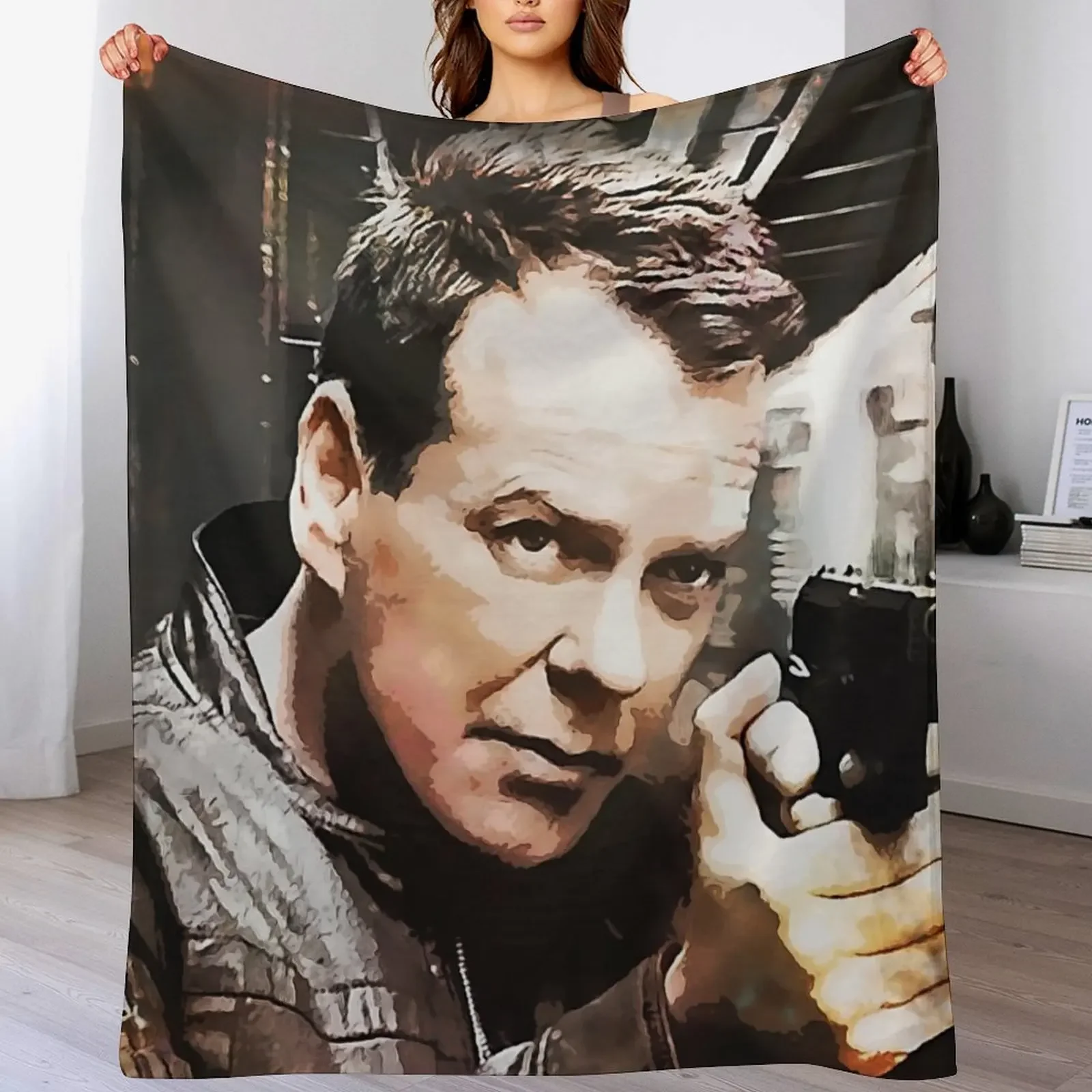 Jack Bauer Portrait Throw Blanket Soft Breathable Blanket for Night Sleeping