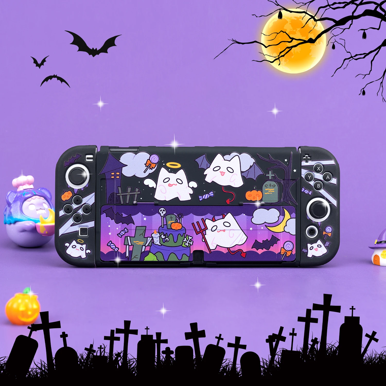 Oled Case Nintendo Switch Dockable Black Protective Shell Cover Halloween Ghose JoyCon Controller Case For NS Switch Accessories