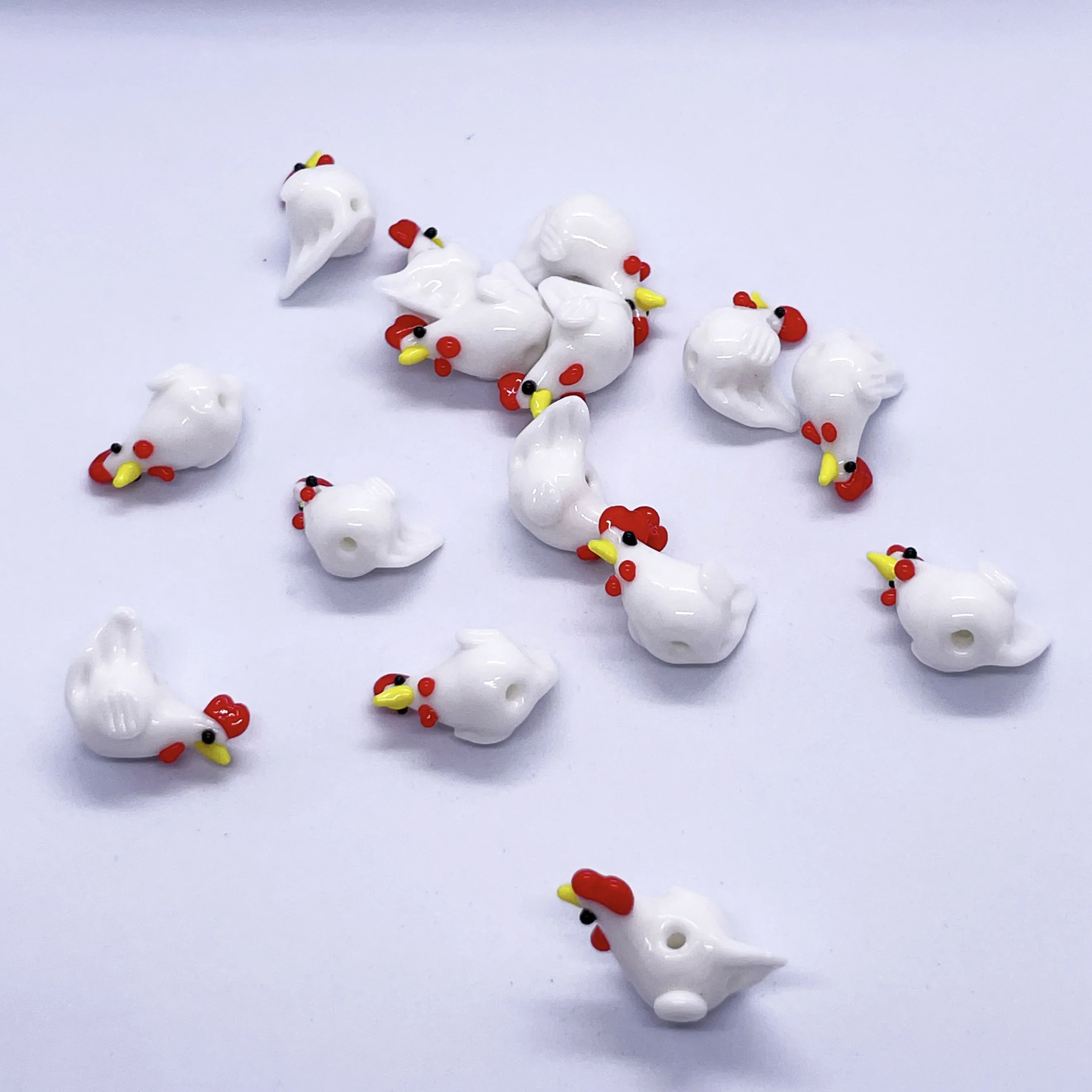 4Pcs Rooster Shape Handmade Glass Loose Beads Used For Jewelry Making DIY Crafts Making Materials