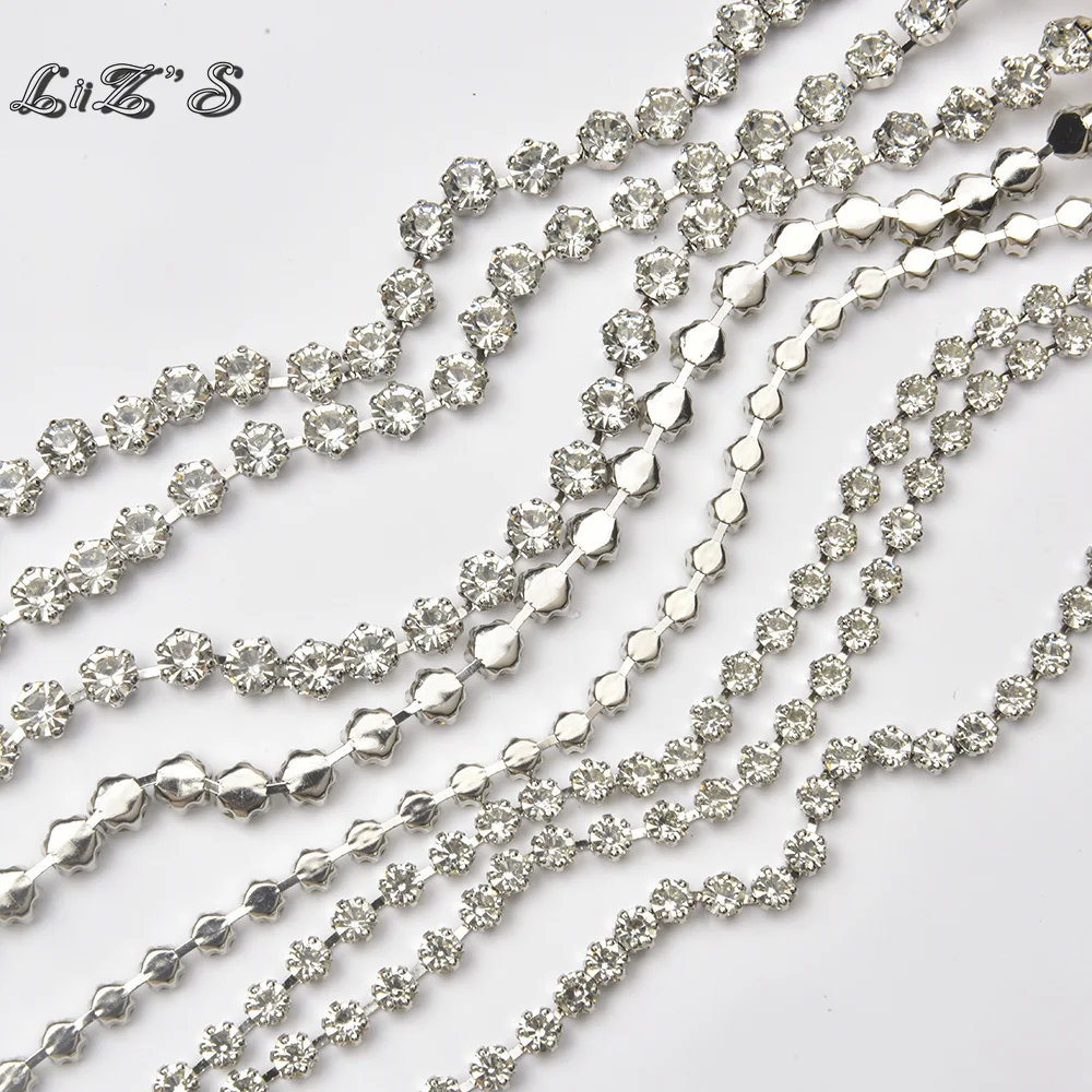 Added Pearls Crystal Rhinestone Chain Metal Plated White K Thickening Base Chain Necklace Diy Wedding Dress Jewelry Accessories