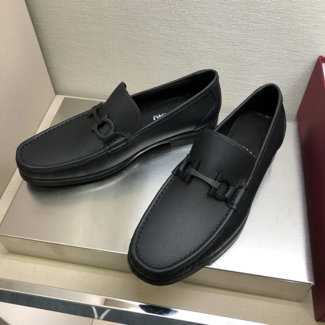 Grandioso Loafer Summer Mens Comfortable Flats Leather Casual Dress shoes Designer Black Original Cowhide Zapatos De Hombre