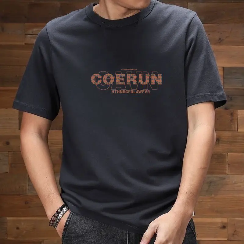 New O Neck Plus Size Print Letter Trend Tops Men's Summer Short Sleeve Loose Youth Harajuku T Shirts Fashion Casual Men Clothing