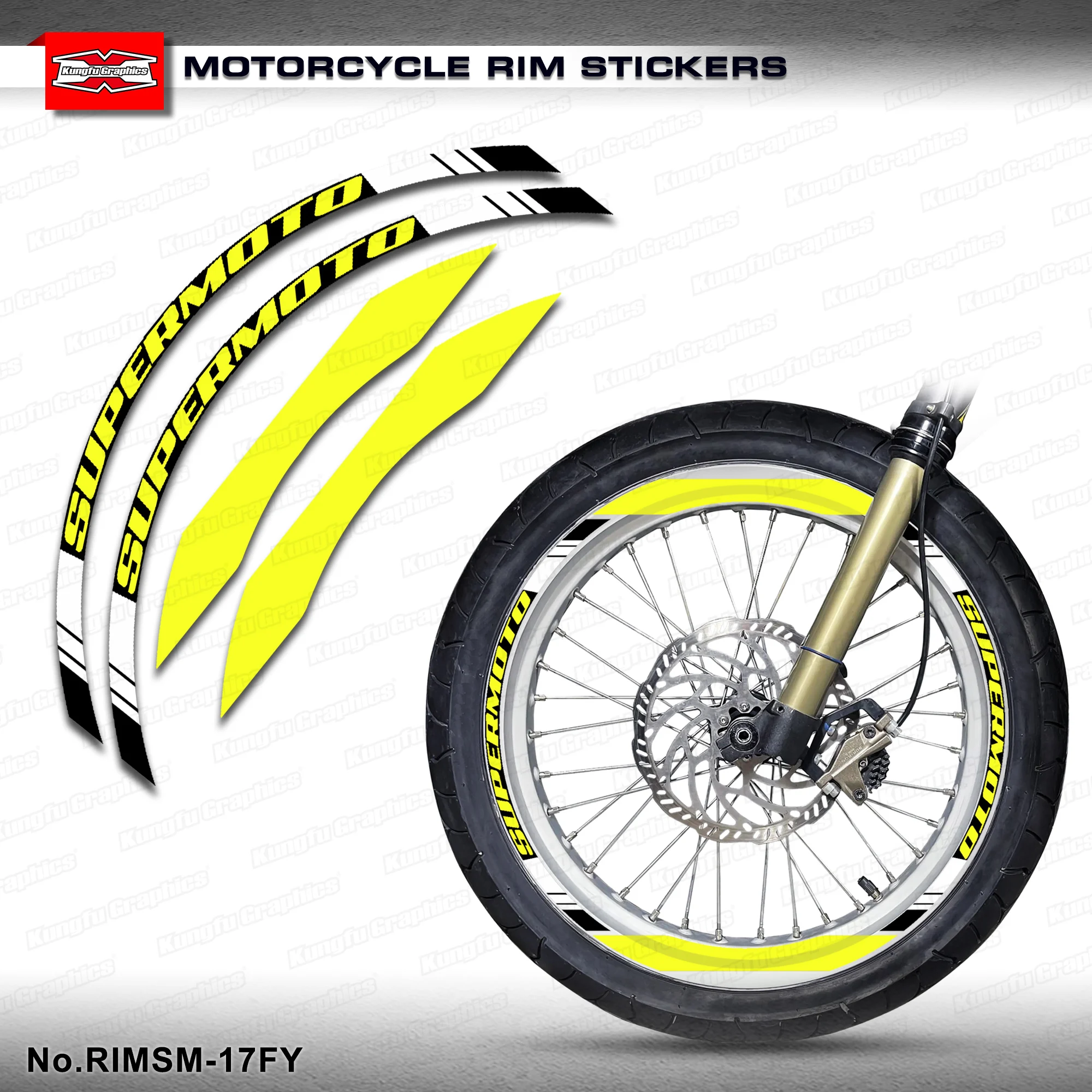 

Наклейки на обод колеса мотоцикла HUMAART 17 и 17 дюймов, 17'' x 17'', графика для шин, 16 полосок, для супермото, RIMSM-17FY