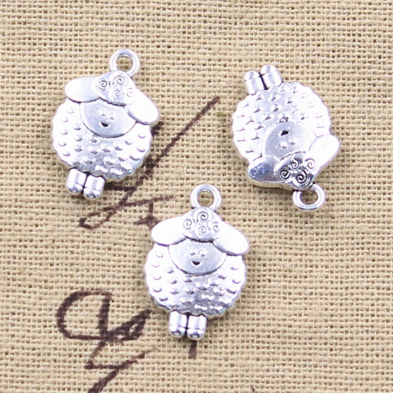 10pcs Charms Woolly Sheep 19x13x4mm Antique Silver Color Pendants DIY Crafts Making Findings Handmade Tibetan Jewelry