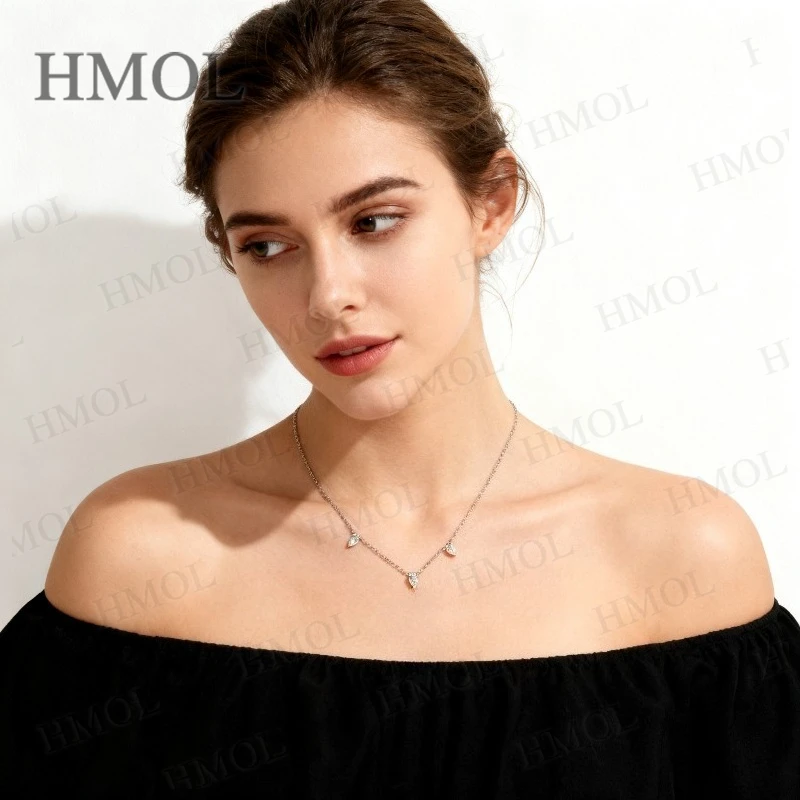 Pear Cut Moissanite 3ct Bubble Collar Necklace White Gold Yellow Gold Rose Gold Modern Statement Jewelry Luxury Gift for Women