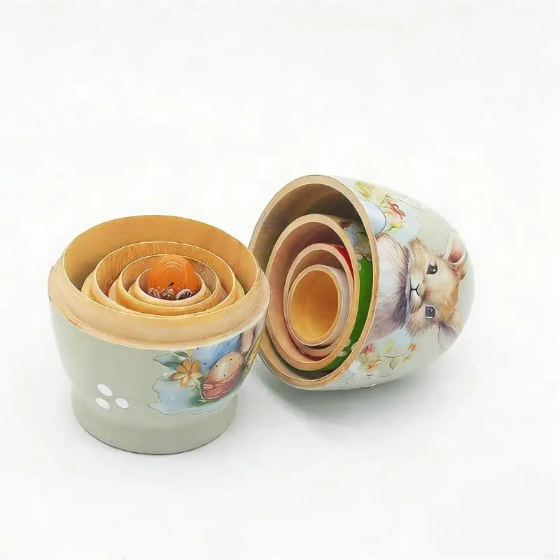 Russian Nesting Dolls 5 Pieces Hand Painted Toy Easter Theme Traditional Russian Stacking Dolls A2UB