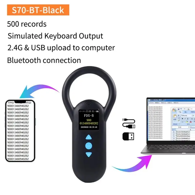 Pet Chip Scanner Animal Tag Card Reader 134.2Khz 125Khz USB/Bluetooth Cat Dog Microchip Scanner FDX-B B-Y41A