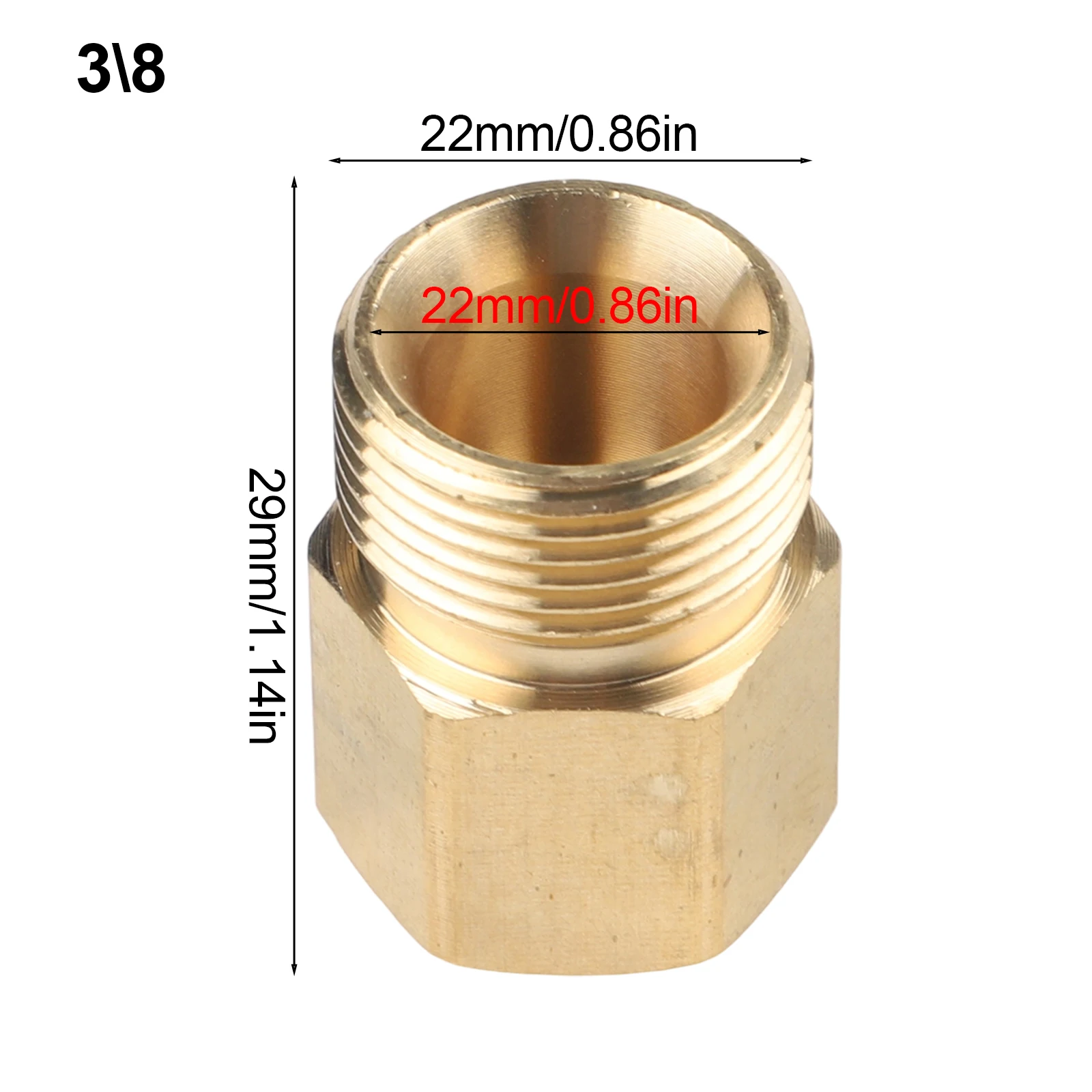 Heavy Duty Brass Adapter M22 For X1 5 to G 3/8 Female Thread for Pressure Washer Hose Connectors and Lance Accessories