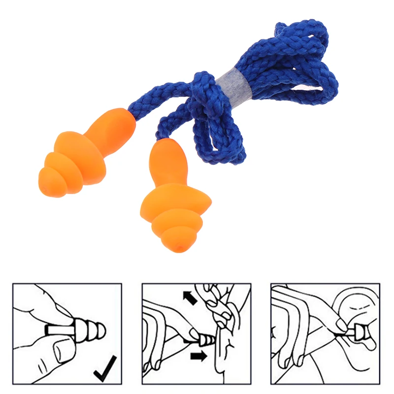 1 Pairs Corded Ear Plugs Reusable Silicone Earplugs With String Banded Ear Plug Sleep Noise Cancelling For Hearing Protection