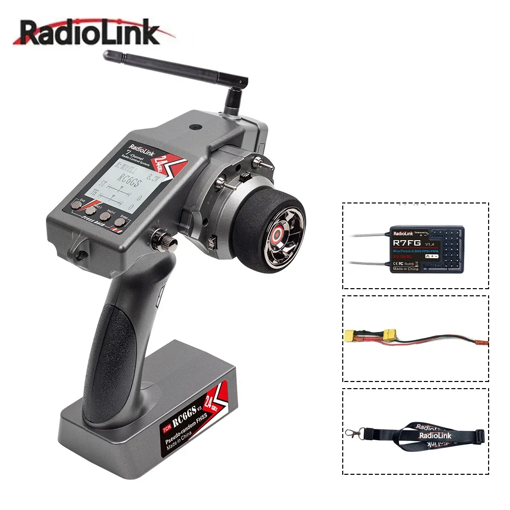 Radiolink RC6GS V3 2.4G 7 Channel Radio Transmitter & R7FG Receiver Gyro Telemetry for RC Car Boat