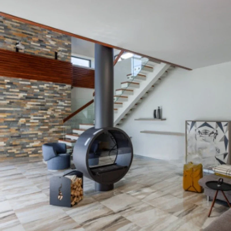 newHanging 3D electronic heater, real fire firewood villa living room decoration, humidified solid wood