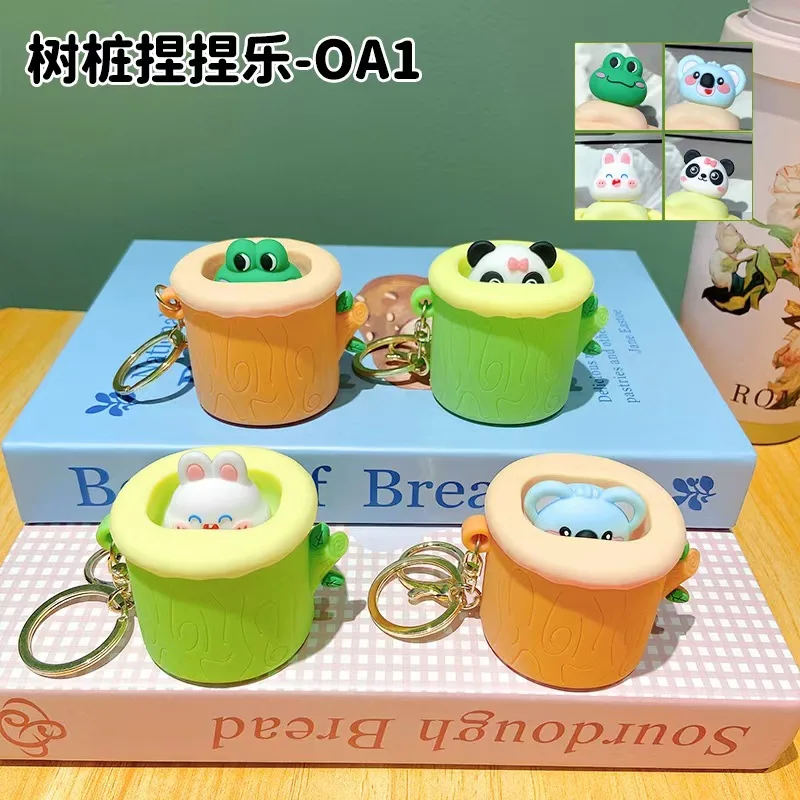 

Cute Pinching A Cute Tree Stump Hello Keychain Female Cartoon Rabbit Panda Birthday Gift Male Wholesale Toys Anime Cartoon Frind