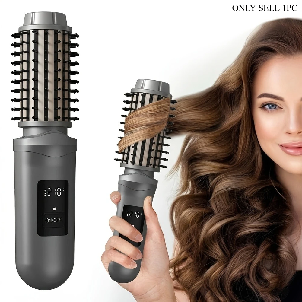 USB Charging Portable Hair Curler, Two in One Straight Hair Comb, with LED Display Screen, Suitable for Travel and Family Use