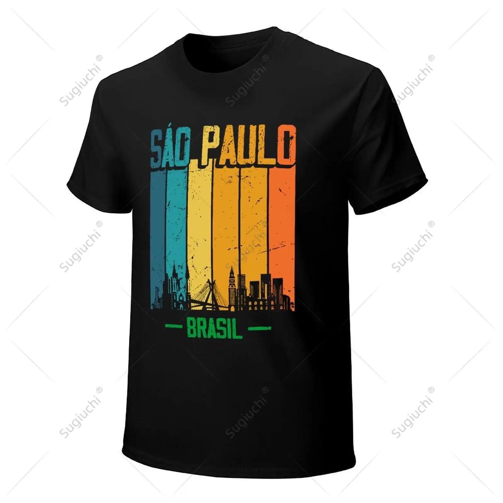 Unisex Men Sao Paulo Brasil Retro Vintage Sunset Skyline Sao Paulo Tshirt Tees T Shirts Women Boys 100% Cotton T-Shirt - view 4