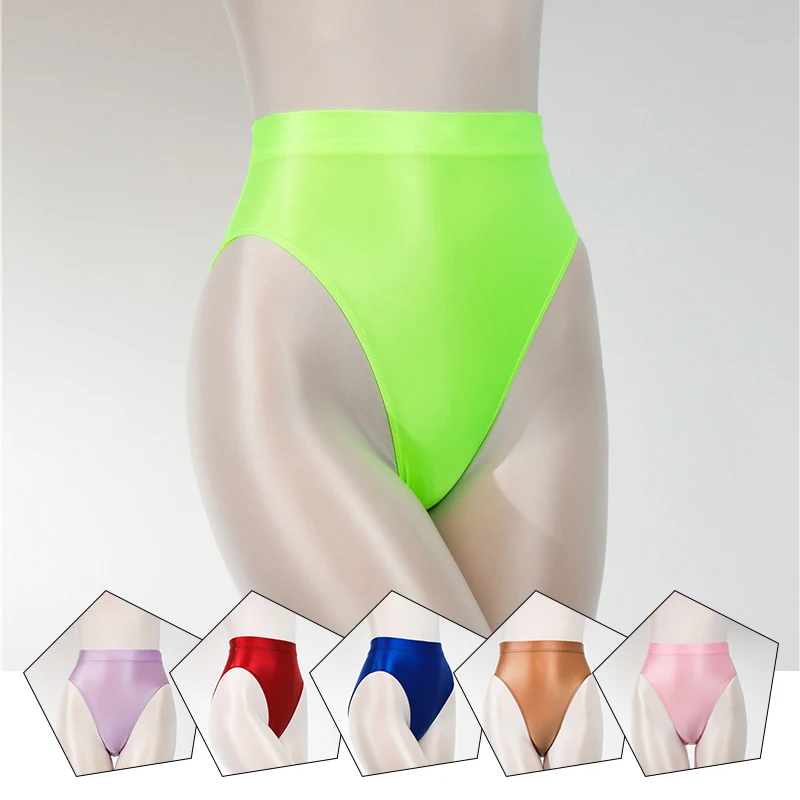 Nuove mutandine da donna Sexy a vita alta in raso lucido lucido opaco slip da Yoga perizoma Lingerie Bikini setoso collant mutande intimo