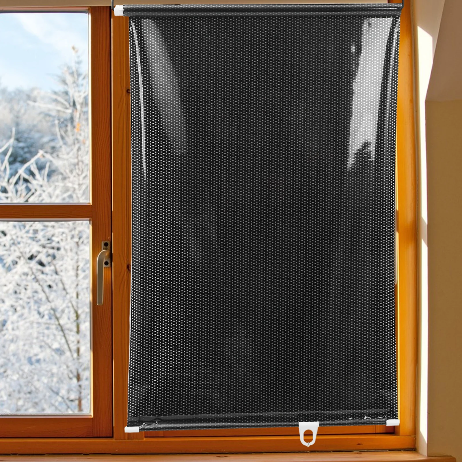 Suction Cup Window Shade Household Kitchen Privacy Curtain Sun Block Telescopic Design Nail-Free Easy Install Wear-Resistant