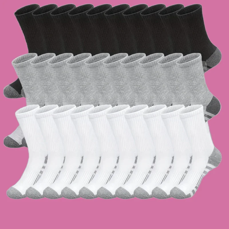 Chaussettes classiques de haute qualité pour hommes, chaussettes de sport unisexes, respirantes, anti-alde, chaussettes en coton décontractées, chaussettes de basket-ball, 10 paires, 20/30 paires