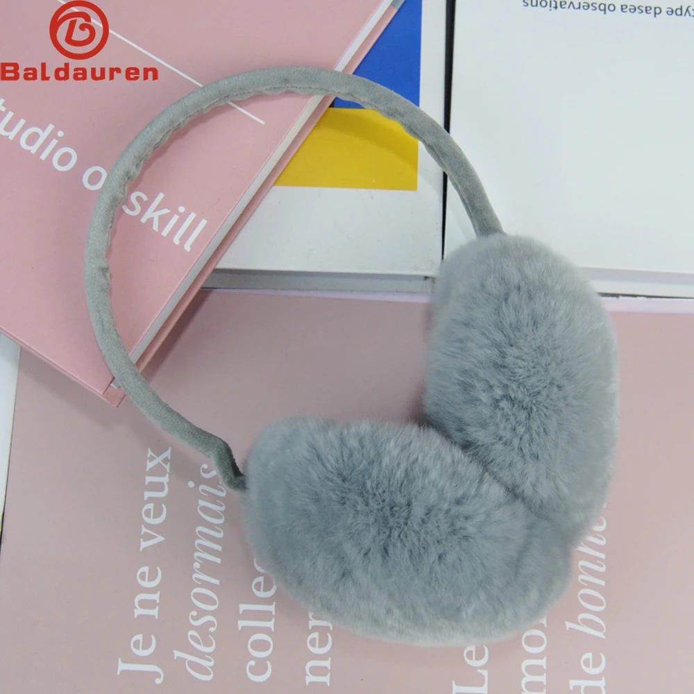 New Women Quality Real Fur Ear-cap Winter Warm Natural Rex Rabbit Fur Earmuff Lady Fashion Fluffy Genuine Rex Rabbit Fur Earlap