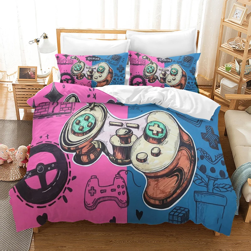 Dual Color Game Machine - Digital Printed Duvet Set - Polyester - Bedroom Decor -1 Bed cover +2 Pillowcase (no pillow core)