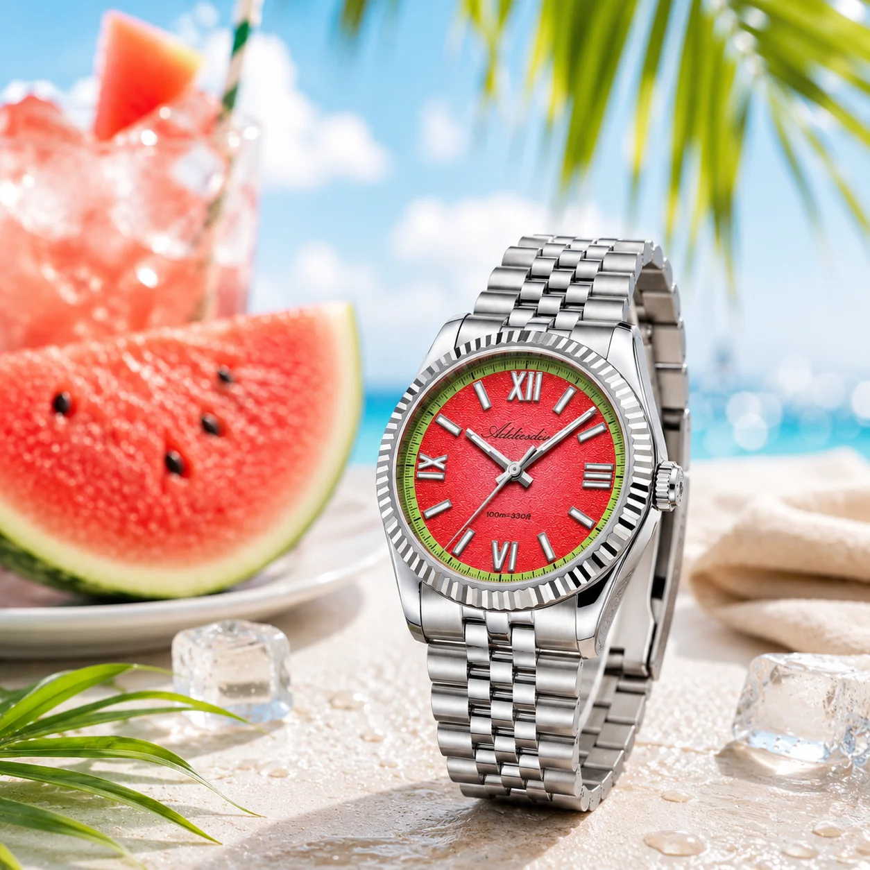 

ADDIESDIVE New AD2535 Men's Watch 36mm Fashion Summer Fruit Dial Sapphire VH31 Quartz Watches Luminous Waterproof WristWatch