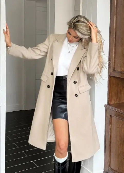 معطف نسائي بلون سادة وأزرار لأعلى معطف خريفي وشتوي للإجازات معطف كاجوال عصري للسيدات #2