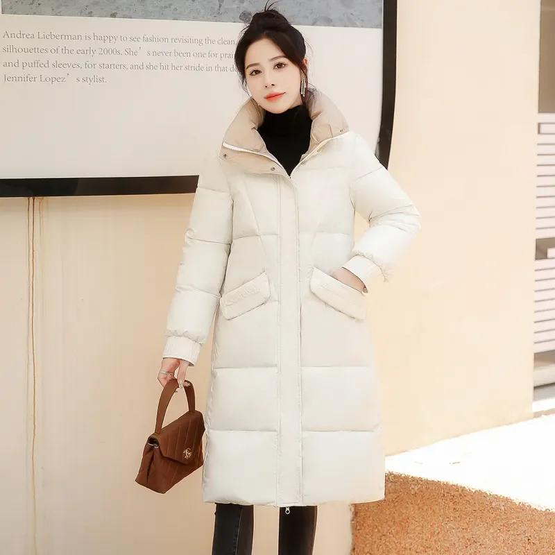 

Winter Chic Cotton-Padded Jacket Women's Overcoat New Thick Warm Parka Coat Korean Long Slim Hooded Cotton Coat Outwear Casaco