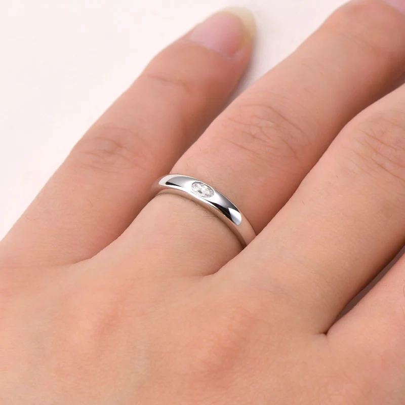Real 0.1ct Oval Cut Moissanite Wedding Engagement Ring 925 Sterling Silver Woman\'s Rings Promise Band Jewelry Anniversary Gift