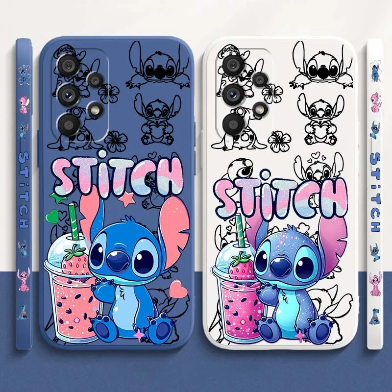 

Stitch Ice Cream Love Cute For Samsung A71 A72 A73 A51 A52 A53 A54 A55 A21s A35 A34 A32 A03 5G Liquid Left Rope Phone Case