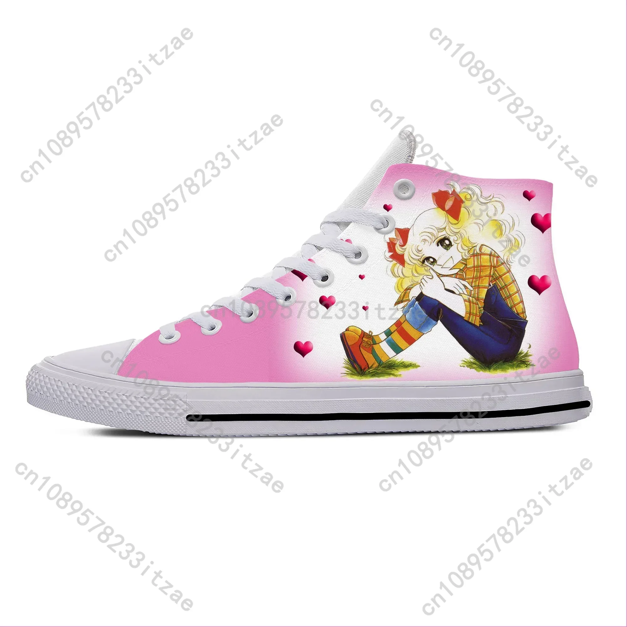 Japanese Anime Manga Cartoon Candy Candy Fashion Casual Cloth Shoes High Top Lightweight Breathable 3D Print Men Women Sneakers