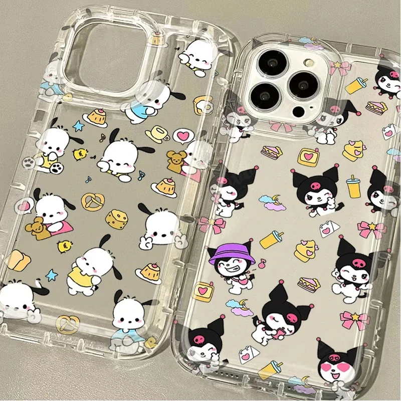 Phone Case For iPhone 16 15 14 13 12 11 Pro Max XS X XR 8 7 Plus SE 2020 Cute Hello Kitty Pochacco Dessert Clear Shockproof Capa