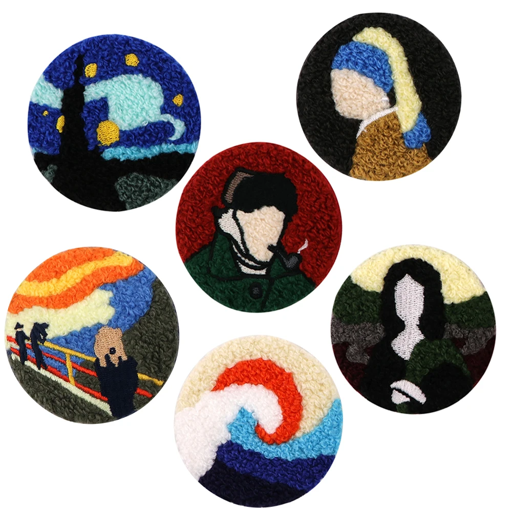 Van Gogh Button Pins for Backpacks Lapel Tinplate Towel Embroidery Brooches Badge Bags Backpack Decoration Friend Kid for Gifts