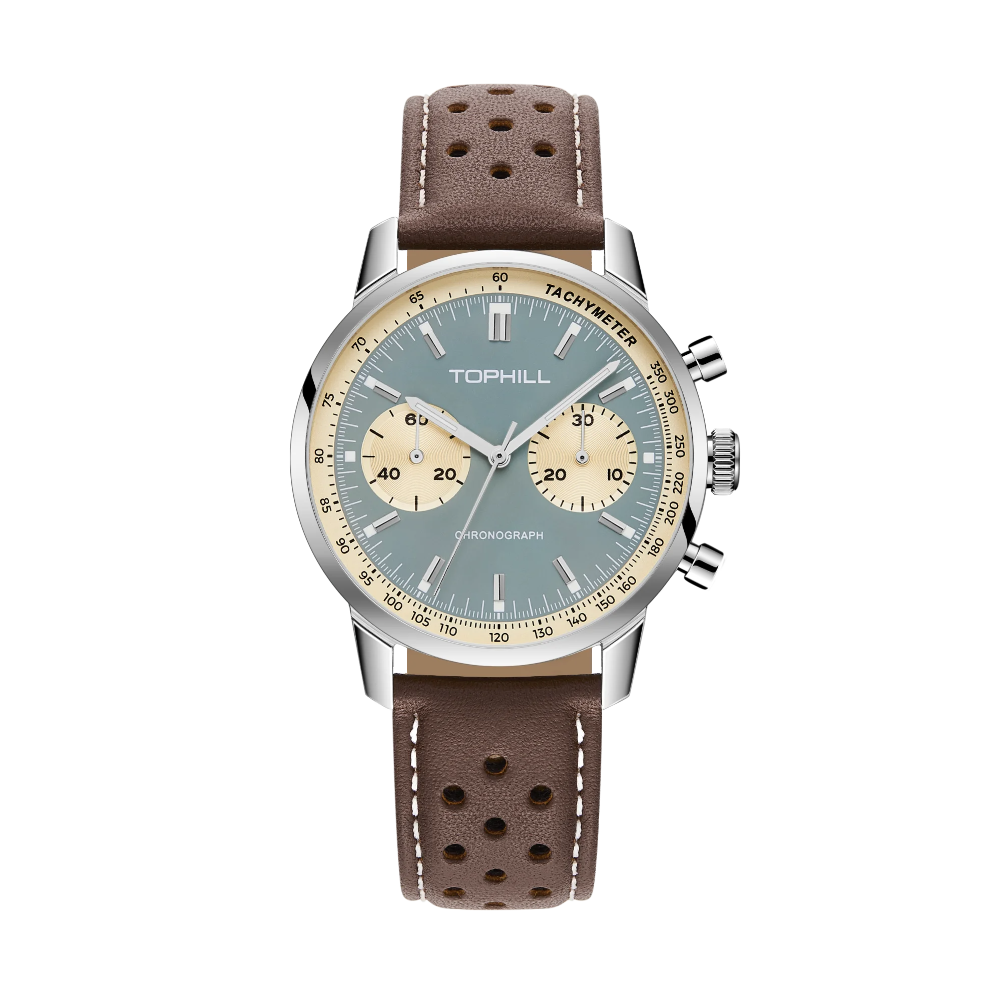 TOPHILL Racing Watch Heren mechanisch horloge ST1901 40 mm vintage chronograaf polshorloge Pilot saffierglas 5ATM C3 TL027G