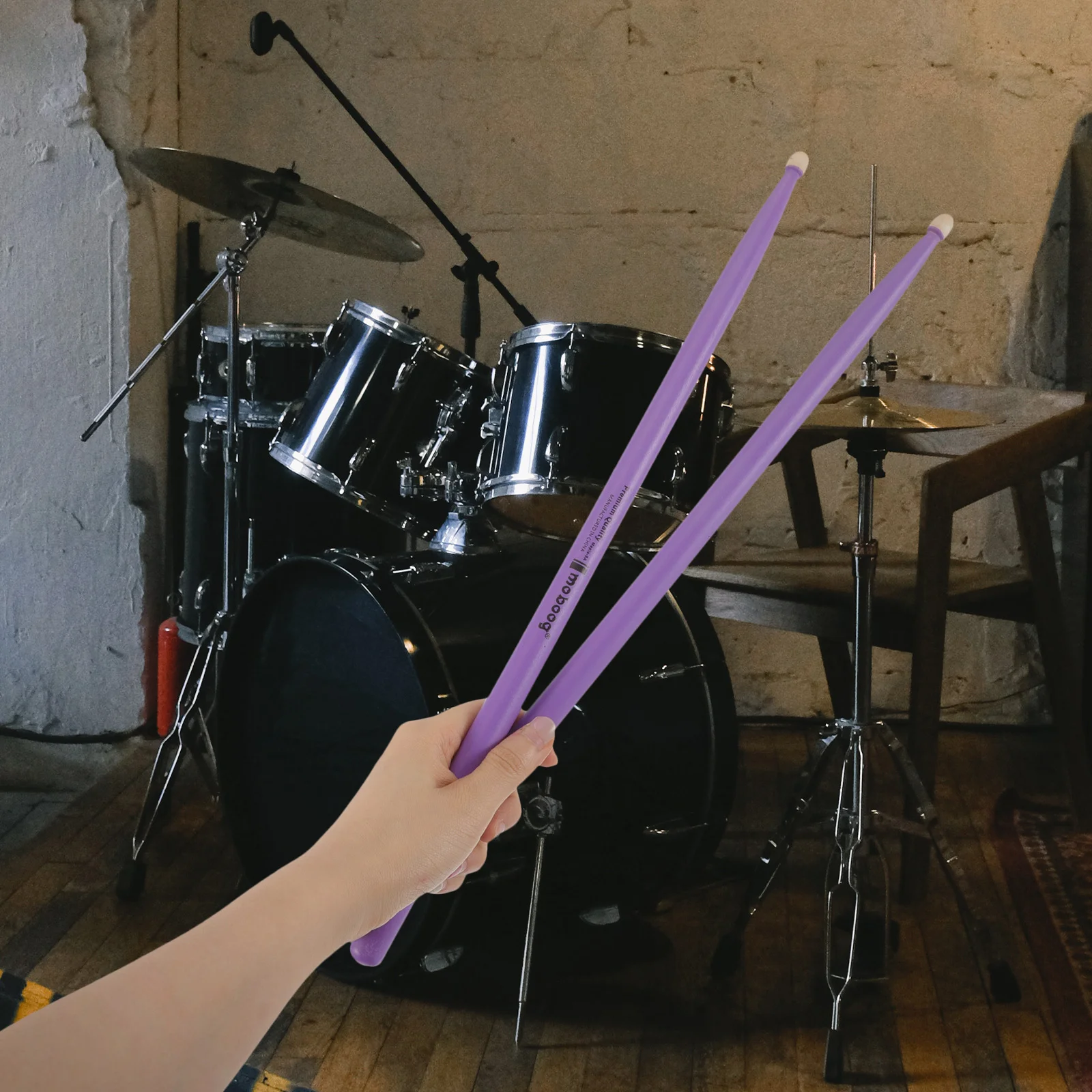 

2 Pairs Maple Sticks Percussion Drum Tool Simple Instruments Purple Drumsticks Child