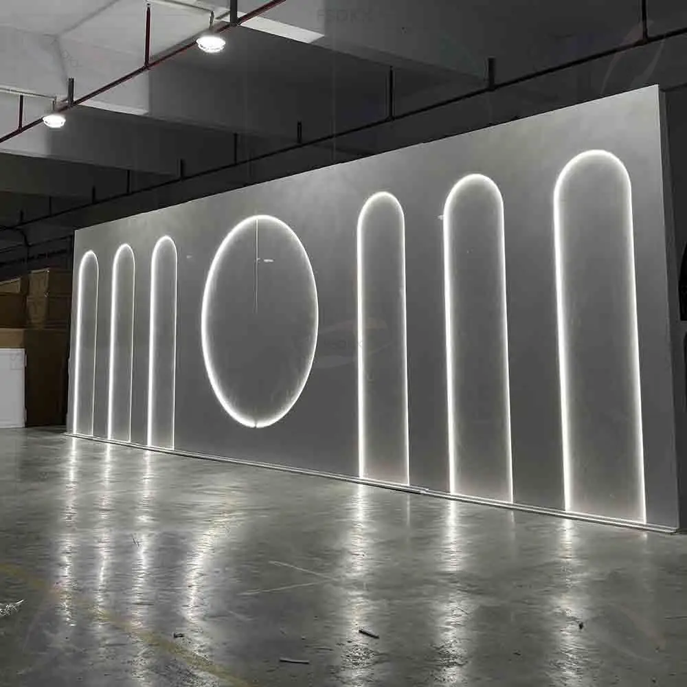 

2025 Wholesale PVC Wedding Reception Backdrop White Round Pvc Background Arch Backdrop Wall