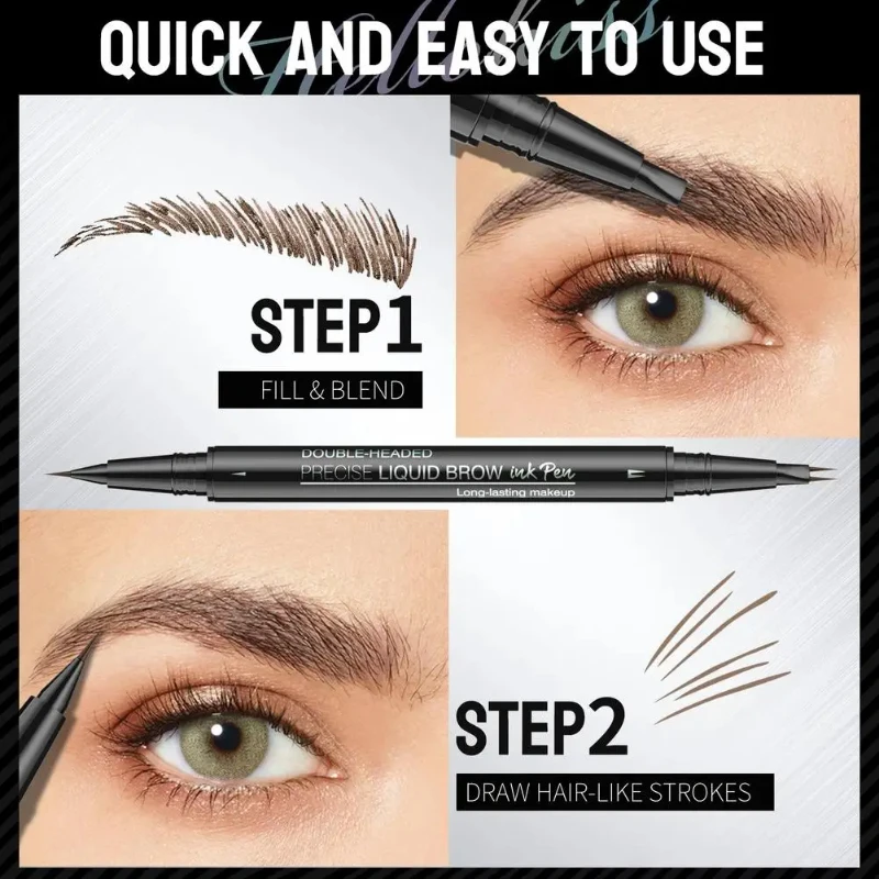 Lápiz de cejas bipartito de doble cabeza, resistente al agua, a prueba de sudor, multifuncional, herramienta de maquillaje de lápiz de cejas Natural