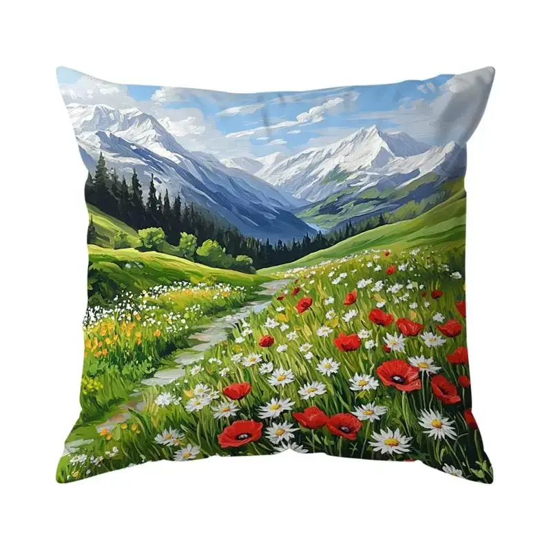 Mountain And River Scenery Cushion Cover Polyester Pillowcase Sofa Cushions Decorative Throw Pillows Home  Pillowcover Decor