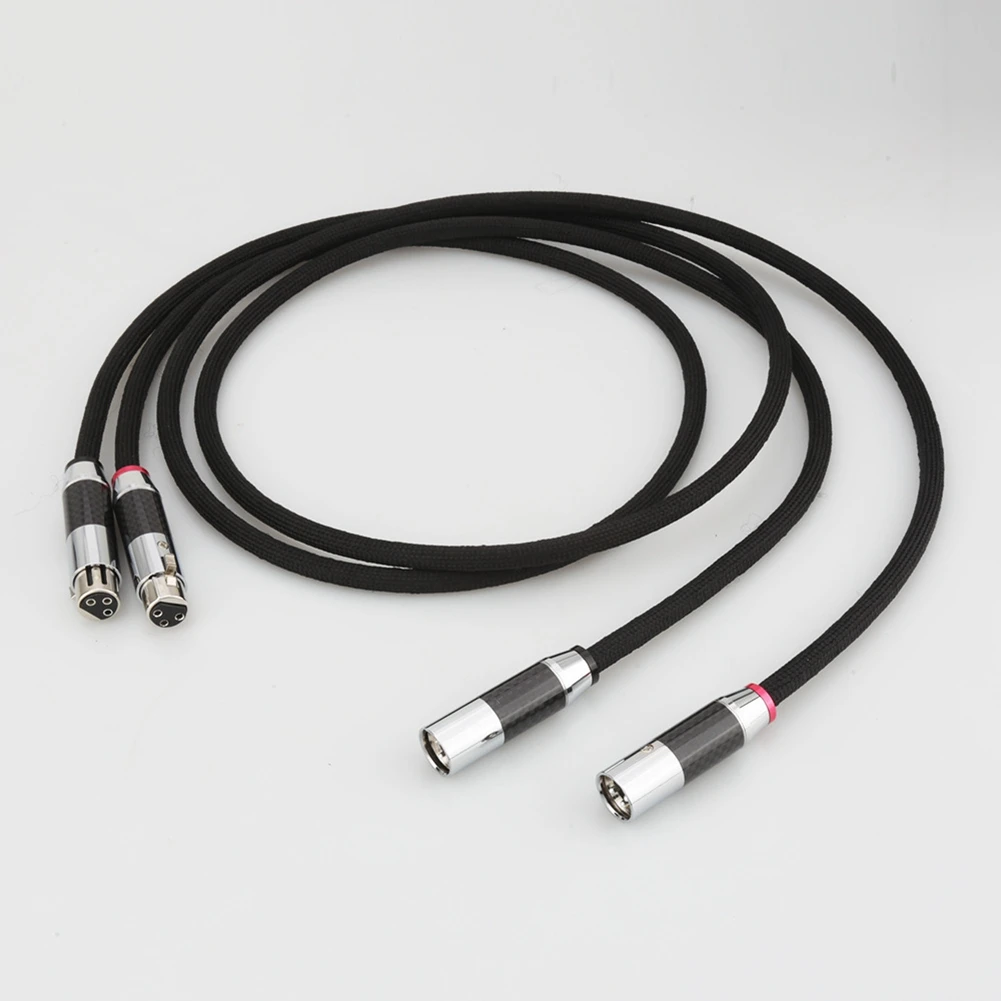 2Pcs Hi-End HIFI Silver-Plated 2 Core XLR OFC PCOCC Female XLR to Male XLR RCA Jack Audio Cables Wire Line, Black Port