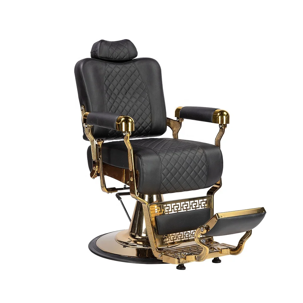 Yapin Classic Golden Hydraulic Reclining Salon Man Barber Chair