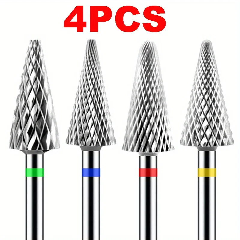 Punta da trapano per unghie professionale a forma di cono in metallo duro 3/32 "fresa per manicure utensile per accessori per trapano elettrico con fresa rotativa
