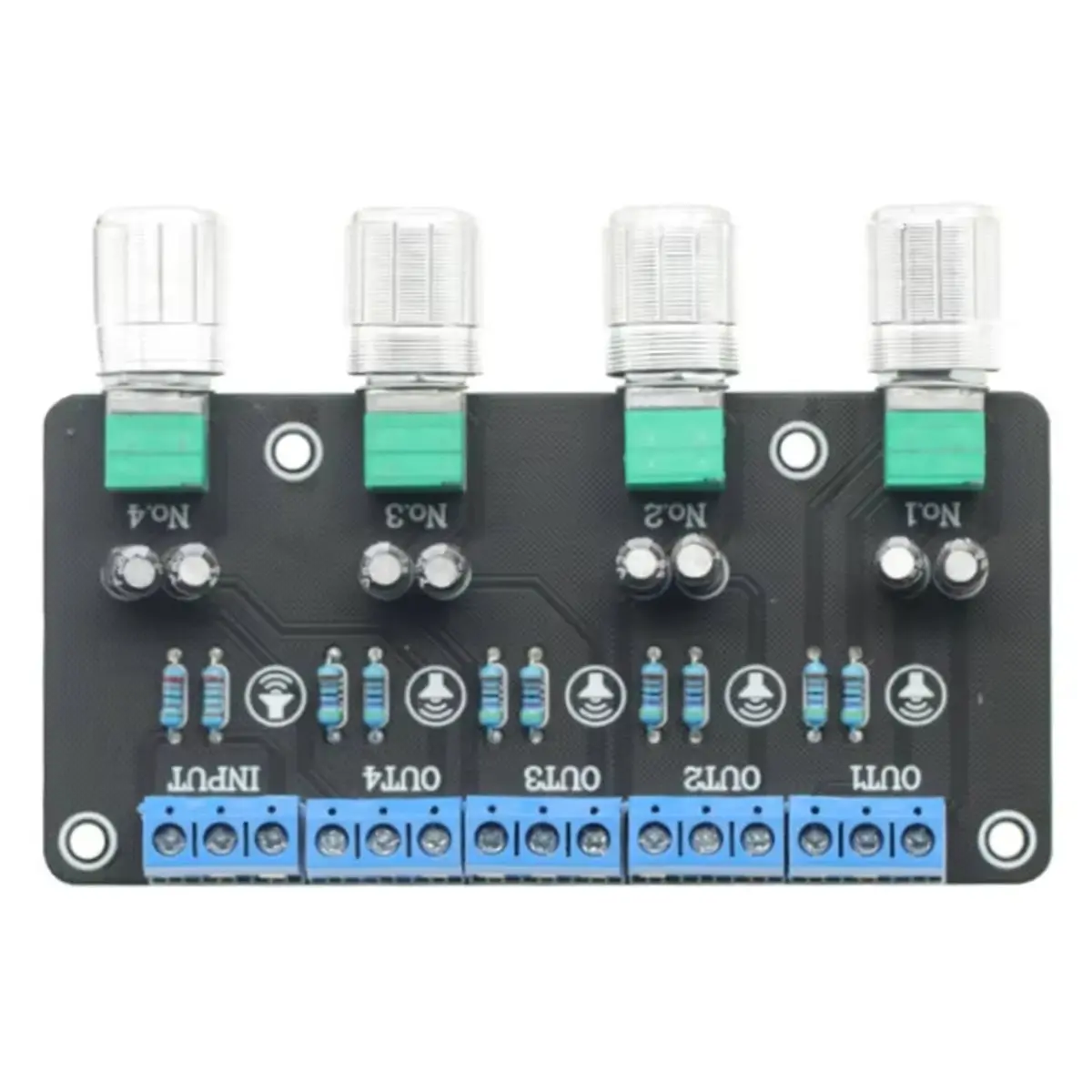 atualizacao-distribuidor-de-sinal-de-Audio-passivo-1-entrada-e-4-saidas-botao-de-volume-para-controle-independente-de-multipl